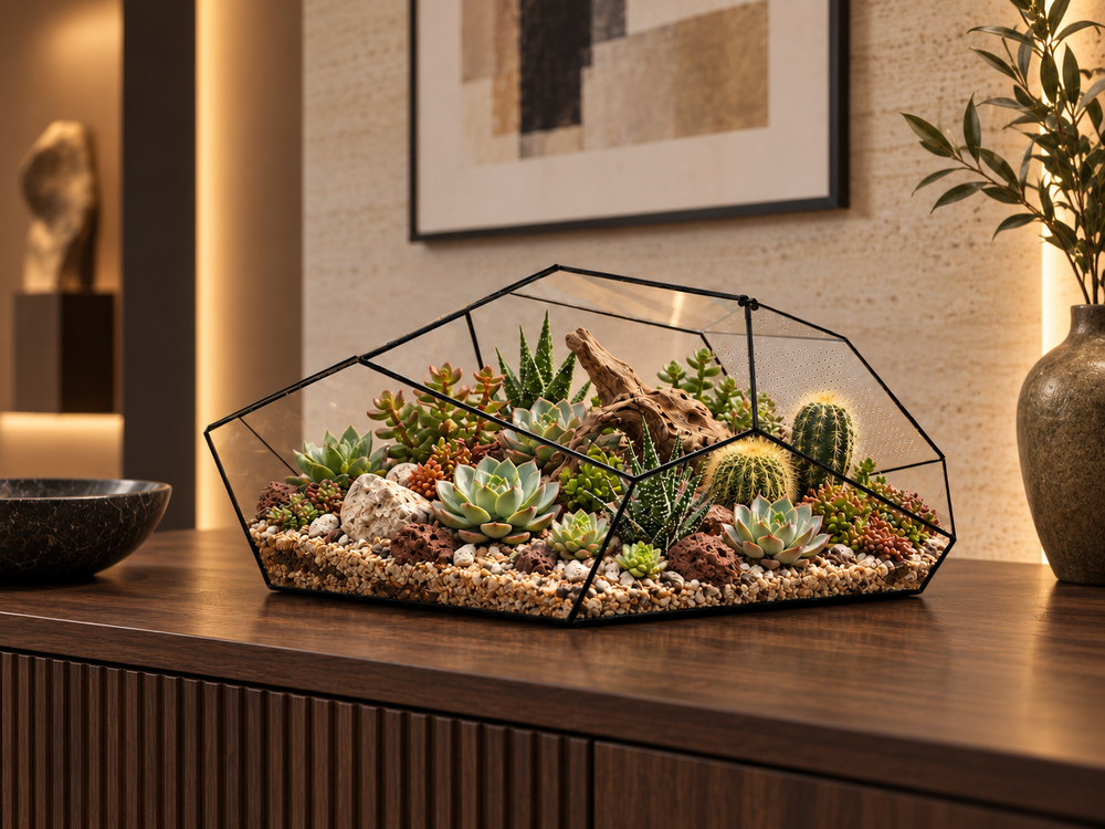 Futuristisches Sukkulenten Terrarium 