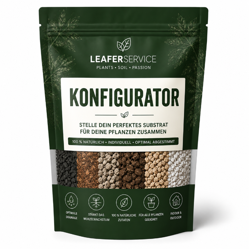 Substrat-Konfigurator von LEAFerservice, zeigt eine Benutzeroberfläche zur Auswahl und Anpassung von Substraten.
