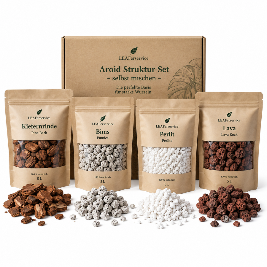 LEAFerservice Aroid Struktur-Set mit Pinienrinde, Bims, Perlite und Lavagestein