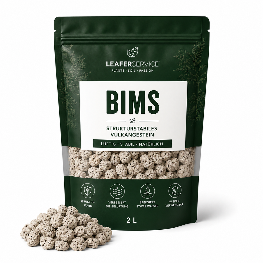 Bims – mineralischer Substratzusatz von LEAFerservice auf weißem Hintergrund