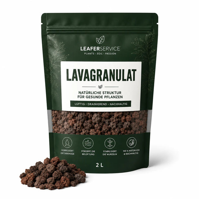 Lavagranulat – mineralischer Substratzusatz, LEAFerservice Beispielverpackung 2 Liter