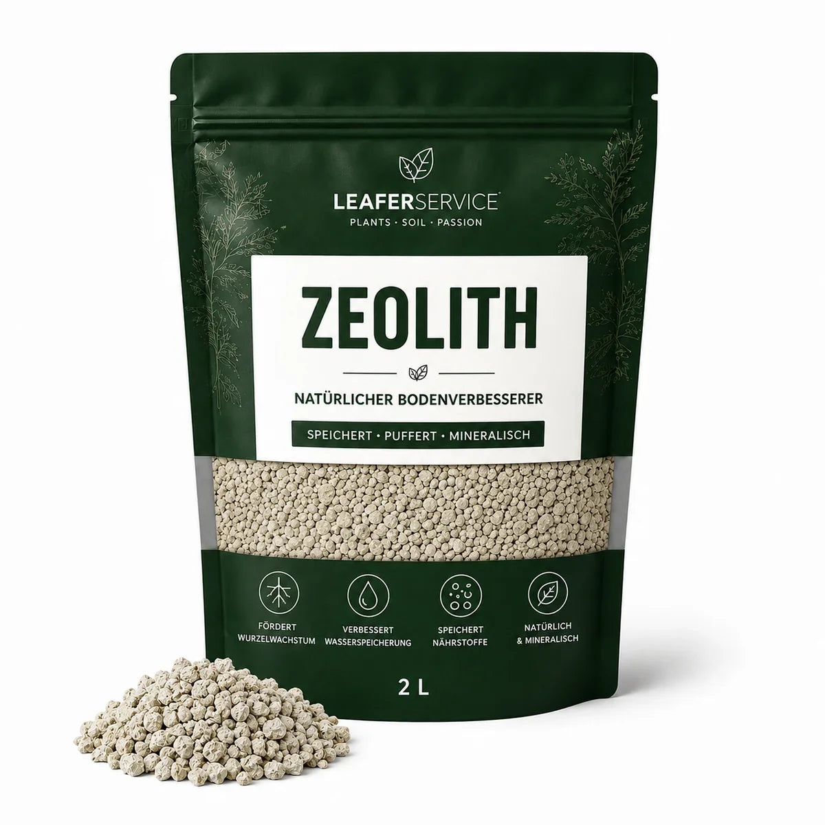 Zeolith – mineralisches Granulat, LEAFerservice Beispielverpackung 2 L