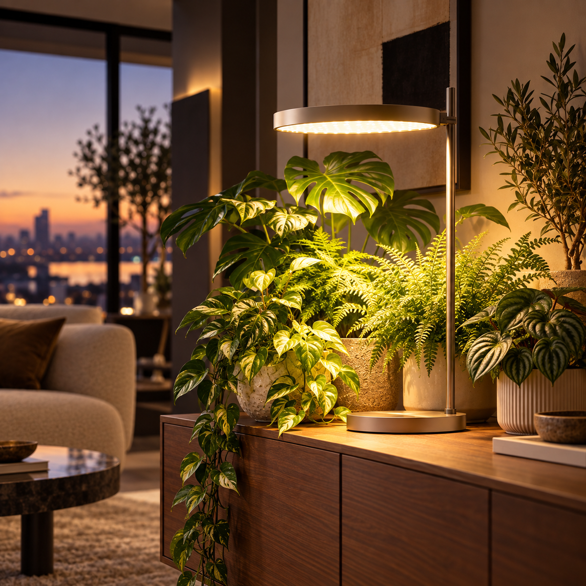 MOTHER PlantSpectrum 16 / 32 Pflanzenleuchte – Lifestyle-Anwendung bei Zimmerpflanzen im Wohnraum