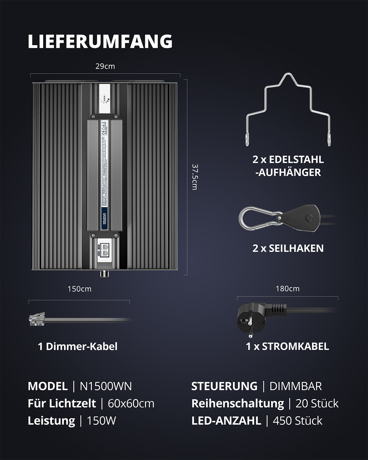 NEUSIUS FLORIS Grow N1500WN mit deutschem Netzstecker