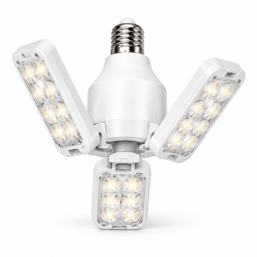 SANSI 60W LED-Pflanzenlampe mit faltbaren Flügeln E27 auf weißem Hintergrund