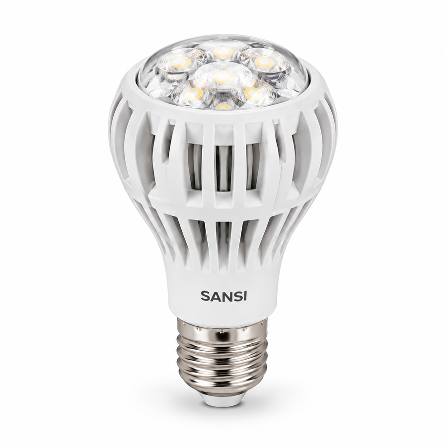 SANSI A19 10W LED-Pflanzenlampe E27 auf weißem Hintergrund