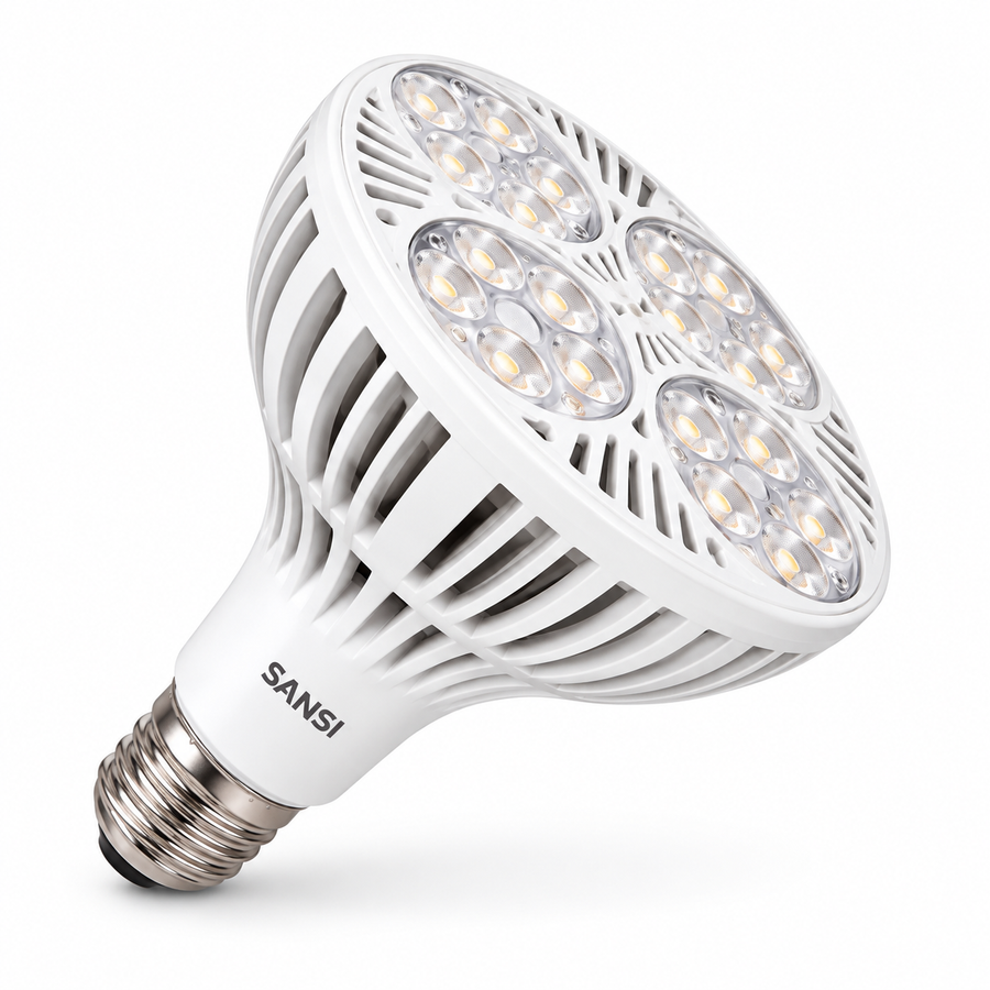 SANSI BR30 24W LED-Pflanzenlampe E27 auf weißem Hintergrund
