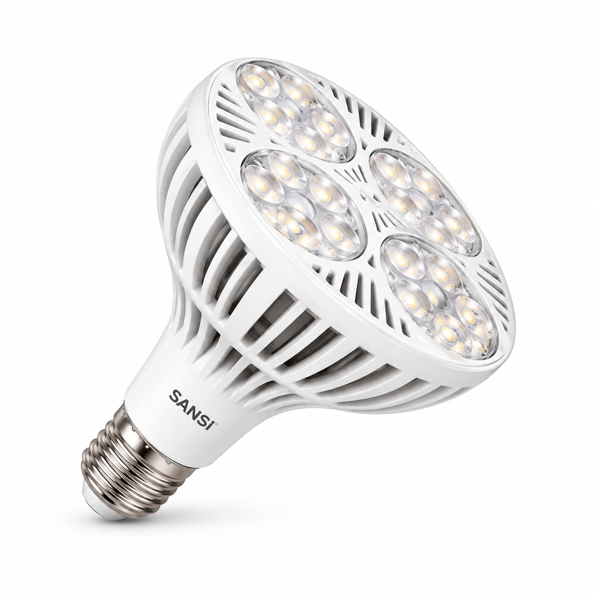SANSI BR30 36W LED-Pflanzenlampe E27 auf weißem Hintergrund