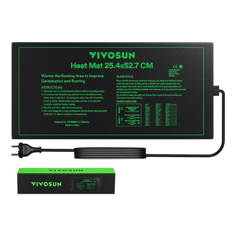 VIVOSUN Anzucht-Heizmatte 25,4 x 52,7 cm für Samen und Stecklinge